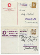 2x Postkarte Akademischer Sport-Club Darmstadt, 1931/1933 - Briefe U. Dokumente