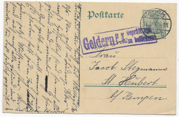 Ganzsache Goch Nach St. Hubert/Kempen; Zensur Geldern - Lettres & Documents