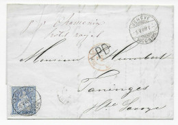Genf 1869 Nach Taninges/Frankreich, Etwas Text Innen - Altri & Non Classificati