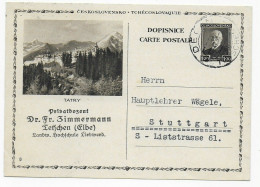 Ganzsache Tetschen/Elbe Nach Stuttgart. Absender Eingedruckt, 1933 - Covers & Documents