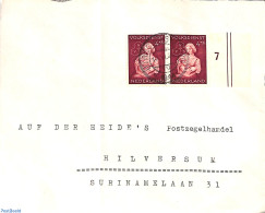 Netherlands 1944 Letter From Utrecht To Hilversum With Winter Aid Stamp Pair, Postal History, Health - Red Cross - Brieven En Documenten
