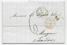 Hamburg: Brief 1866 Nach Mugron über Paris Und Forbach, Frankreich, T&T Stempel - Storia Postale