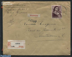 Netherlands 1943 Registered Letter With Declared Value With NVPH No. 419, Rare, Postal History - Briefe U. Dokumente