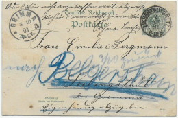 Ganzsache 1891 Von Liebertwolkwitz Nach Seelingstädt, Weiterleitung Und Zurück - Cartas & Documentos