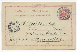 Ganzsache 1898 Von Erfurt Nach Tasmanien, Launcestron - Briefe U. Dokumente