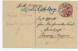 Ganzsache Berlin Nach Pozsony, Ungarn, 1919 Und Zurück: Verkehr Eingestellt - Cartas & Documentos