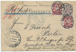 Ganzsache Berlin 1887 Mit Rohrpost - Cartas & Documentos