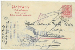 Ganzsache Wilhelmshaven 1918 Nach Kielce/Polen, Zurück - Covers & Documents
