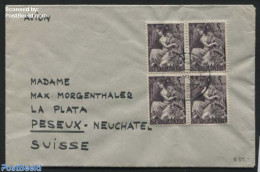 Netherlands 1946 Letter To Switzerland With NVPH No. 451 In Block Of 4, Postal History - Briefe U. Dokumente