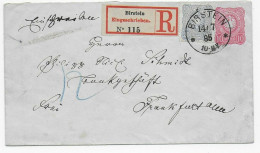 Birstein Einschreiben 1885 Auf Ganzsachenumschlag U12 Nach Frankfurt - Lettres & Documents