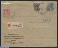 Netherlands 1924 Stamp Exposition, Letter With Set And Special Postmark, 15c Damaged, Postal History, Philately - Lettres & Documents