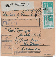 Paketkarte Von Traunstein Nach Eglfing, Heilanstalt, 1948, MeF MiNr. 92 - Brieven En Documenten