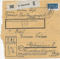 Paketkarte Von Innernzell Nach München, 1948, MeF MiNr. 92 - Storia Postale