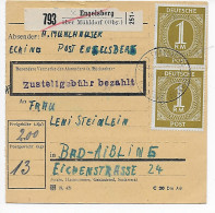 Paketkarte Von Engelsberg/Mühldorf Nach Bad Aibling, 1948, MeF MiNr. 937 - Brieven En Documenten