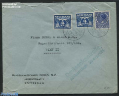 Netherlands 1938 Letter From Rotterdam To Vienna, Devisenkontrolle, Zollamtlich Ueberprueft., Postal History - Cartas & Documentos