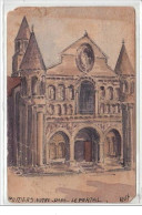 POITIERS : Notre Dame - Le Portail - CARTE DESSINEE - état - Poitiers