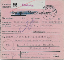 Not-Paketkarte Von Herrieden Nach Füssen, 1948, EF MiNr. 960 - Brieven En Documenten