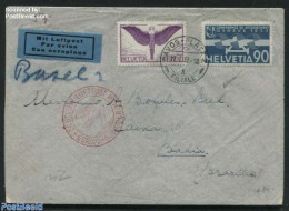 Switzerland 1937 Airmail Letter From Davos To Bahia (Brazil), Postal History - Storia Postale