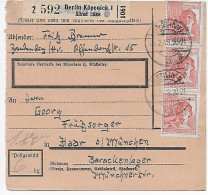 Paketkarte Von Berlin-Köpenick, Selbstbucher Nach Haar, 1948, MeF MiNr. 956 - Cartas & Documentos