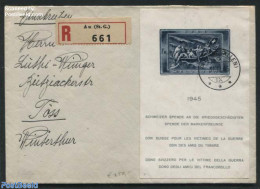 Switzerland 1945 War Victims S/s On Registered Cover, Postal History, Transport - Ships And Boats - Cartas & Documentos