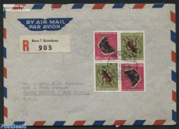 Switzerland 1954 Block Of 4, Butterfly/Insect On Registered Cover, Postal History, Nature - Butterflies - Insects - Covers & Documents