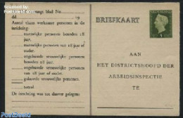 Netherlands 1947 Arbeidslijst, 5c, Thin Lightyellow Cardboard, Unused Postal Stationary - Cartas & Documentos