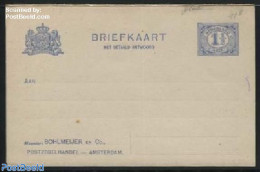 Netherlands 1917 Reply Paid Postcard With Private Text, Bohlmeijer Amsterdam, Unused Postal Stationary - Briefe U. Dokumente