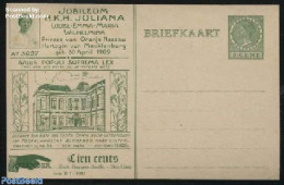 Netherlands 1927 Postcard With Private Text, Jubileum H.K.H. Juliana, Green, Unused Postal Stationary - Cartas & Documentos