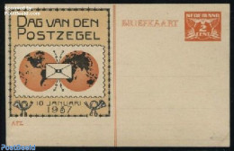 Netherlands 1937 Postcard With Private Text, 2c, Dag Van Den Postzegel, Unused Postal Stationary, Various - Stamp Day .. - Lettres & Documents