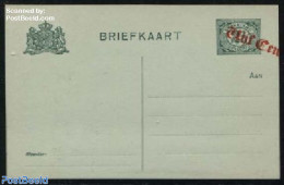 Netherlands 1920 Postcard Vijf Cent On 2.5c, Shifted Overprint, Unused Postal Stationary, Various - Errors, Misprints,.. - Briefe U. Dokumente