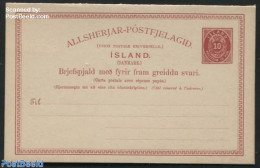 Iceland 1889 Reply Paid Postcard 10/10A, Unused Postal Stationary - Storia Postale