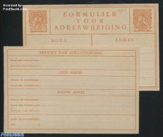 Netherlands 1925 New Address Postcard 2c On Cream Cardboard, Without TELEFOONNUMMER In Address, Unused Postal Stationary - Covers & Documents