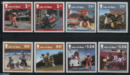 Isle Of Man 2016 Aardman Animations 8v, Mint NH, Performance Art - Transport - Film - Motorcycles - Trams - Cinema