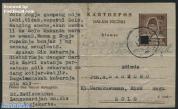 Indonesia 1948 Postcard, 100s On 10s, Used, Folded, Used Postal Stationary - Indonésie
