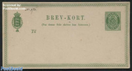 Denmark 1875 Postcard 10ore, Green, Unused Postal Stationary - Brieven En Documenten