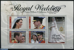 Saint Kitts/Nevis 2011 William & Kate Wedding 5v M/s, Mint NH, History - Kings & Queens (Royalty) - Familias Reales