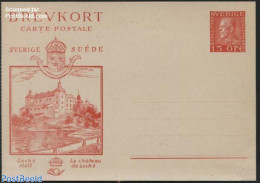 Sweden 1929 Illustrated Postcard 15o, Lecko Castle, Unused Postal Stationary, Art - Castles & Fortifications - Covers & Documents
