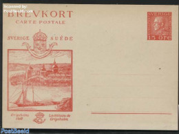 Sweden 1929 Illustrated Postcard 15o, Gripsholm Castle, Unused Postal Stationary, Transport - Ships And Boats - Art - .. - Cartas & Documentos