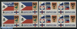 Netherlands Antilles 1995 Flags 2v, Red/blue In St Martin Flag Exchanged, Blocks Of 4, Mint NH, History - Various - Fl.. - Fouten Op Zegels