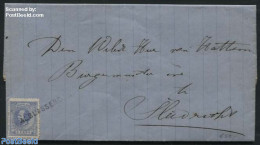 Netherlands 1874 Folding Letter From Alblasserdam ( Langstempel ) To Sliedrecht, Stamp = NVPH No. 19D, Postal History - Lettres & Documents