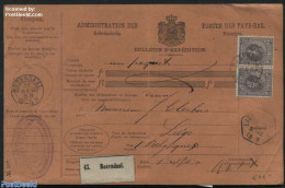 Netherlands 1888 Parcel Card With Pair Of NVPH No. 26H, Postal History - Briefe U. Dokumente