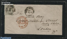 Netherlands 1877 Letter, Via Train Utrecht-boxtel (takje-treinstempel) To London, Postal History - Storia Postale
