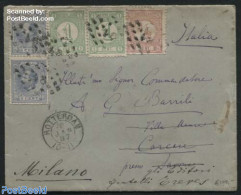 Netherlands 1887 Letter To Italy With Mixed Postage, Postal History - Lettres & Documents