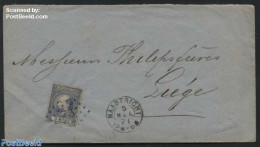 Netherlands 1871 Letter From Maastricht To Liege With 5c Stamps (= Border Rate, Grenstarief), Postal History - Covers & Documents