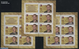 Russia 2016 Heroes Of The Russian Federation 3 M/ss, Mint NH, History - Various - Decorations - Uniforms - Militares