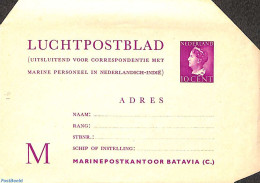 Netherlands 1947 Aerogramme 10c,  M, Gridwork Inside, Unused Postal Stationary - Cartas & Documentos