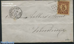 Netherlands 1870 Letter From Dordrecht To Kinderdijk With Postage Due 5c Stamp (damaged Corner), Postal History - Brieven En Documenten