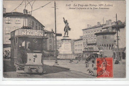 LE PUY EN VELAY : Statue De Lafayette Et La Tour Panessac - TRAMWAY - Très Bon état - Le Puy En Velay