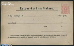 Finland 1883 Return Card 10p Rosa, Greywhite Paper, Unused Postal Stationary - Lettres & Documents