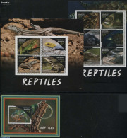 Antigua & Barbuda 2016 Reptiles 3 S/s, Mint NH, Nature - Crocodiles - Reptiles - Snakes - Turtles - Antigua En Barbuda (1981-...)